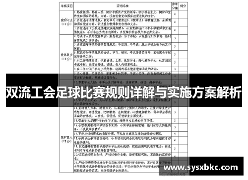 双流工会足球比赛规则详解与实施方案解析